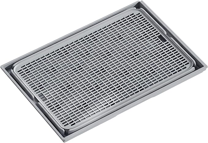 Odor Control Cat Litter Mat, Double Layer Trapper Pad, 16.5 X 11.2 X 0.8 in, Light Grey, Anti-Slip Plastic,