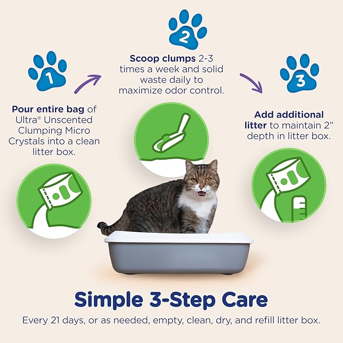 Ultra Clumping Micro Crystals Premium Cat Litter - Dust Free, Soft on Paws, Fragrance Free - 15 Lbs. Total (3pk of 5 Lbs.)