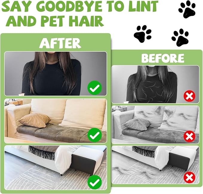Upgraded Five-Finger Electrostatic Pet Hair Remover Glove for Cats & Dogs Reusable Magic Fur Brush Washable Double Sided Static Pet Hair Fur Remover Tool for Couch, Car Seat, Carpet & Laundry