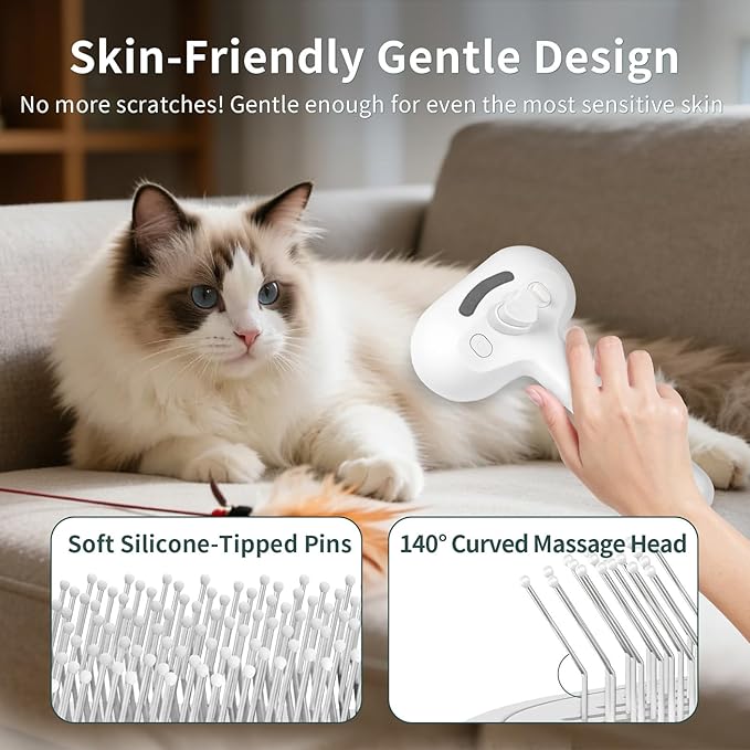 Steam Cat Brush for Shedding, 3-in-1 Self Cleaning Grooming Brush for Dogs & Cats, USB Rechargeable, Hair Removal Comb with Anti-Static Mist, for Long & Short Haired Pets, White