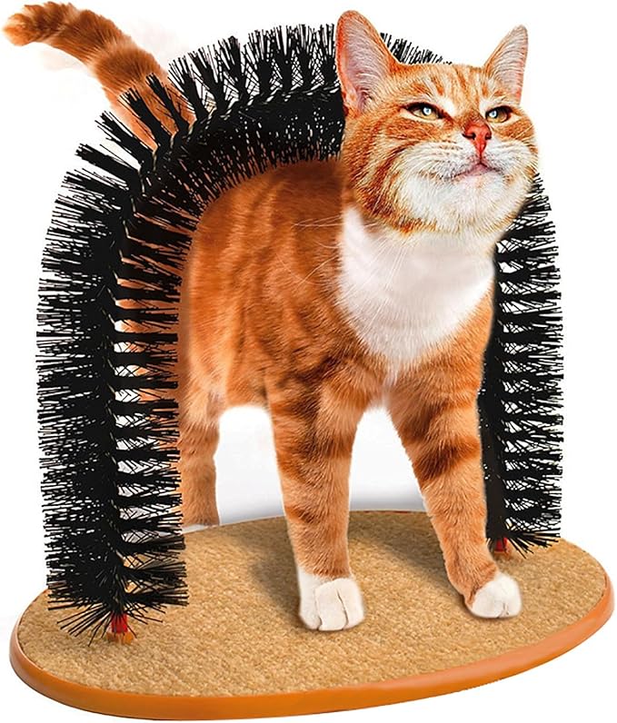 Cat Scratcher,Cat Brushes for Indoor Cats,Self Groomer Scratching Board Scratch Pad,Cat Face Head Self Grooming Brush Post for Deshedding w/Cute Kitten Toy