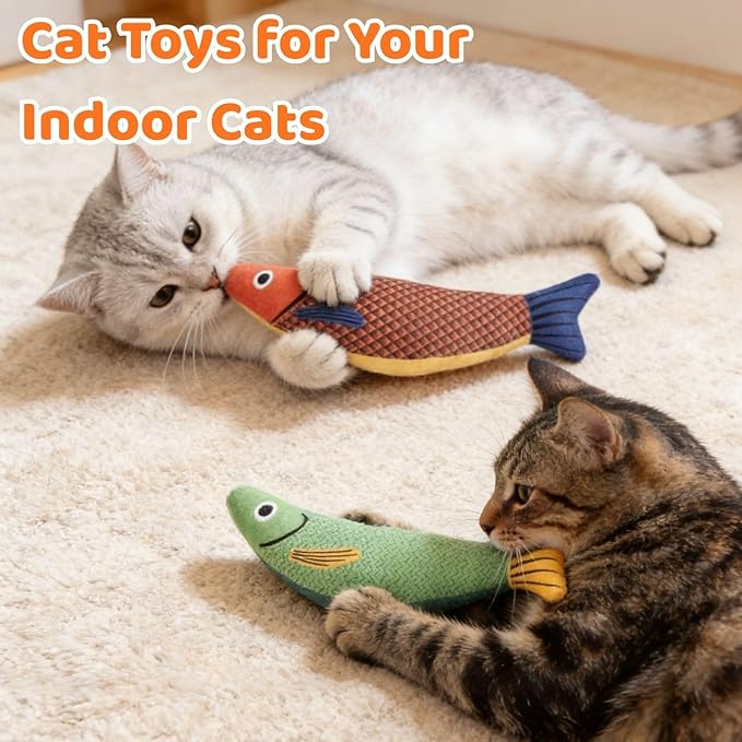 Catnip Toys for Indoor Cats, Interactive Cat Toys with Catnip, Chew Kicker, Cat Chew Toy for Adult Cats & Kitten (6 Pack)
