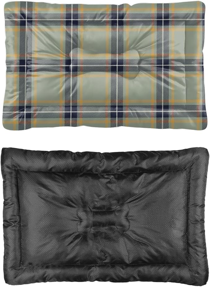 Blue Black Plaid Dog Pet Bed Mat Non Slip Bottom Easy Wash Dog Bed Cozy Soft Travel Mat Furniture for Dogs Printed Cat Gift Thick 24× 18 Inch Indoor Outdoor