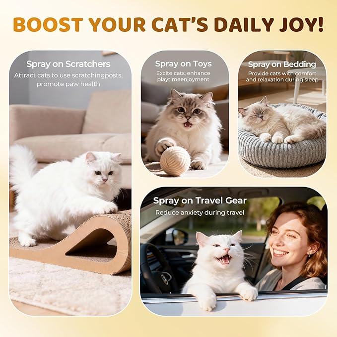 Catnip Spray for Cats with Valerian,Double Plant-Power Loved by 90% of Cats,Extra-Strength Attractant to Refresh Toys & Supercharge Playtime,100% Natural, No-Stain Mist-2oz