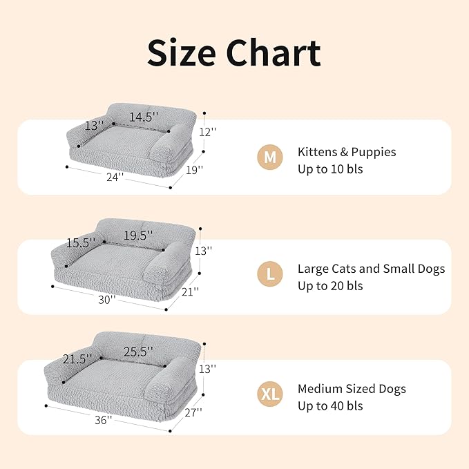 Cat Couch Bed - Plush Fluffy Cat Sofa for Indoor Cats, Orthopedic Kitten Lounge Chair with Removable Washable Cover, Supportive Pet Couch, 30 inch, Green
