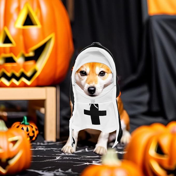 PET SHOW Nun Dog Costume for Small Medium Dogs Halloween Cosplay Outfit Black White Cloak Dress Up Adjustable Pets Apparel Holiday Party Clothes Boys Girls(M/L)