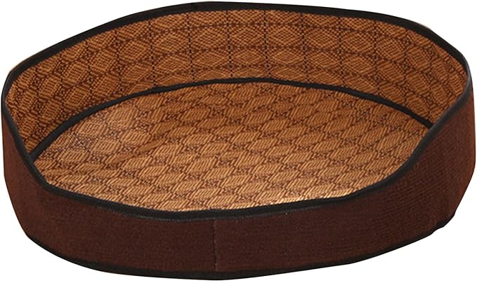 AYNEFY Cat Supplies Cat Bed Furniture Vine Woven Cat Dog Summer Mat with Removable Cooler for Indoor and Outdoor Use Pet Cooling Bed Washable Comfortable Cat Supplies (Coffee Color)