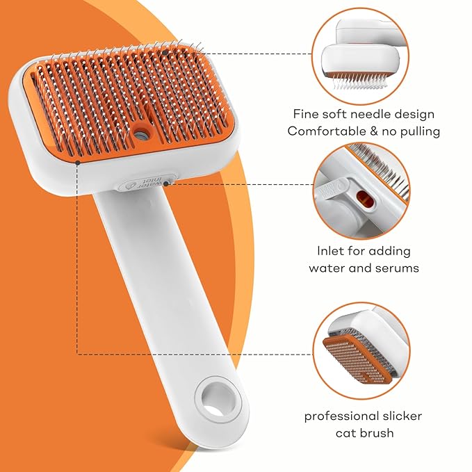 3-in-1 Cat Steam Brush with Mist Spray, Pet Grooming Deshedding Brush with One-Click Hair Release for Long & Short Hair Cats