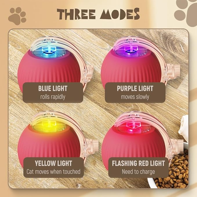 Interactive Cat Toys for Indoor Cats, 2026 New Interactive Pet Toy Ball, Cat Toy Ball for Bored Indoor Cats, Smart Rolling Ball for Dogs & Cats (Pink)