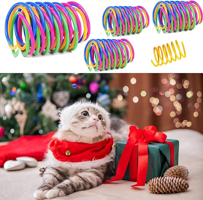 Cat Spring Toys, Bouncy Coil Kitty Cats Spiral Spring Toy for Indoor Cats Heavy Interactive Cat Toys Springy Chew Toys Springs Cat Toy for Biting Entertainment kitten toys (Cat spring toys 16pcs)