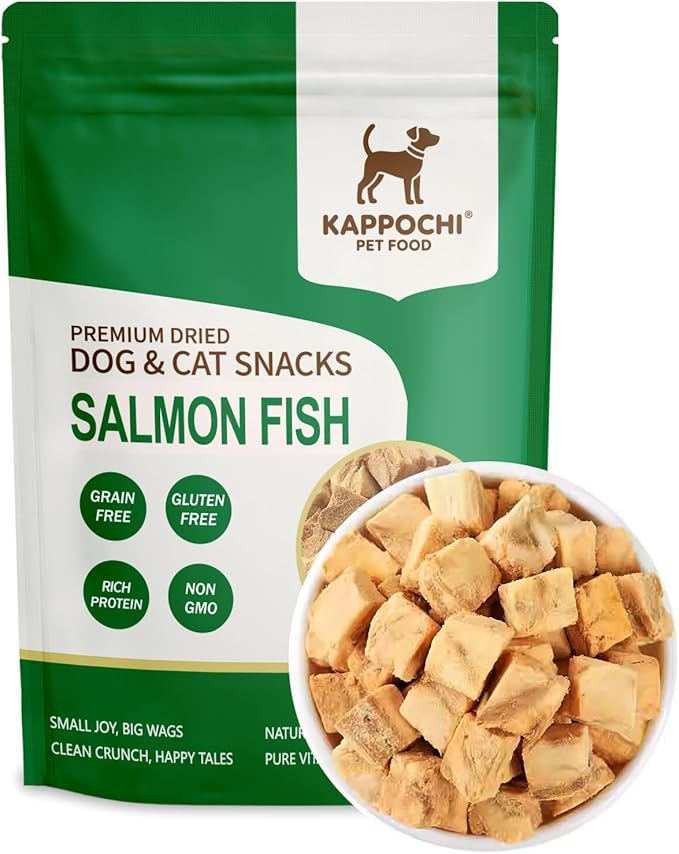 Freeze Dried Salmon Cat Dog Treats, 1.76oz(50.0g), 100% Single Ingredient High Protein Training Treats, Rich in Omega, Natural & Raw, No Additives, Grain Free, Gluten Free