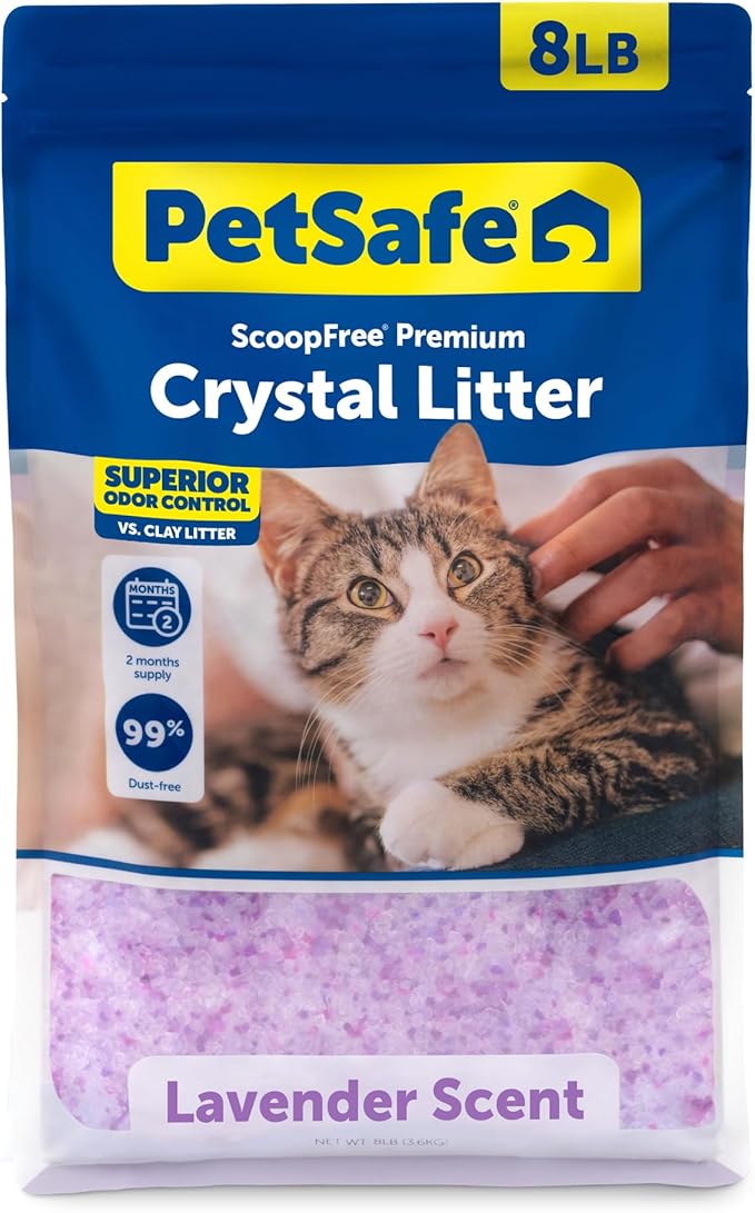 PetSafe ScoopFree Odor Control Crystal Cat Litter, Lavender Scent, 8 Lb Bag