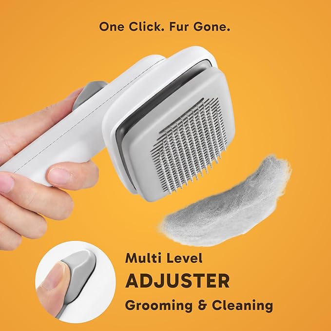 Wolfster Self Cleaning Deshedding Cat Brush for Dogs & Cats - Skin Friendly Shading Brusn, Friendly Pet Sliker Brush for Long & Short Hair Animals, Deshedding Tool for pet supplies (White)