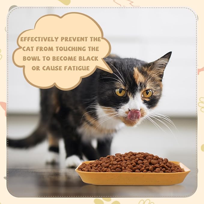 8-Piece Cat Food Bowl Set - Shallow Dish for Wet Feeding, Fatigue Relief, Round & Square Bowls for Cats & Small Dogs