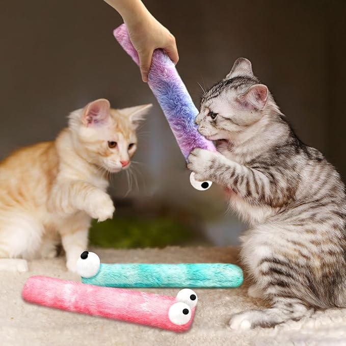 Cat Toys Pillows, 3 Pack Cat Kicker Toy for Kittens and Adult Cats, Soft and Durable with Catnip Inside, Interactive Catnip Toys for Anxiety Relief and Promotes Exercise (12.6 Inches)
