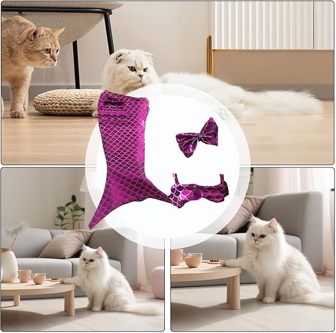 Generic cat Mermaid Costume, Mermaid Tail for Cats, Mermaid Tail Clothes Sequin Mermaid Dress, Comfortable & Soft Dog Outfit, Funny Pet Costumes for Cat and Dog, Purple
