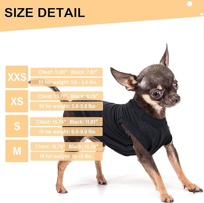 2-Pack Dog Shirts Summer Dog Clothes for Small Medium Dogs Boy, Teacup, Chihuahua, Yorkie, Pug and Cats, Solid Color Pet Tshirts Puppy Clothes, Small, Black+ Grey