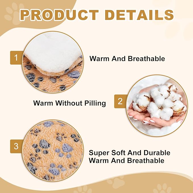 Dog Cat Bed Mat, Soft Coral Fleece Pet Cushion Pad with Cute Paw Print, Warm Washable Pet Bed 13x10 Inches, (Coffee), Intended for Medium Small Dog Cat