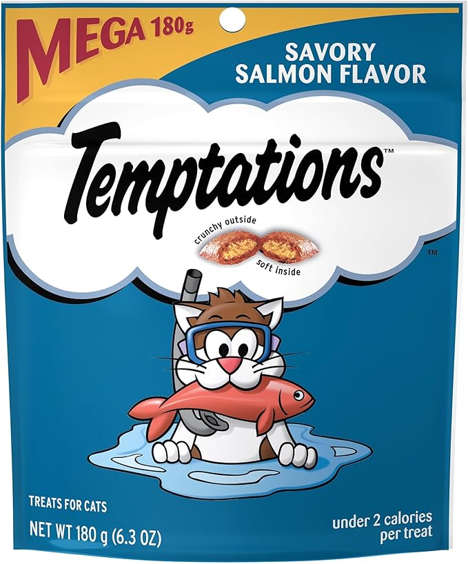 Classic Savory Salmon Flavor Crunchy and Soft Treats for Cats, 6.3 Oz Pouch, Treats Can Be Used As A Cat Snack, Meal, Or Cat Food Topper