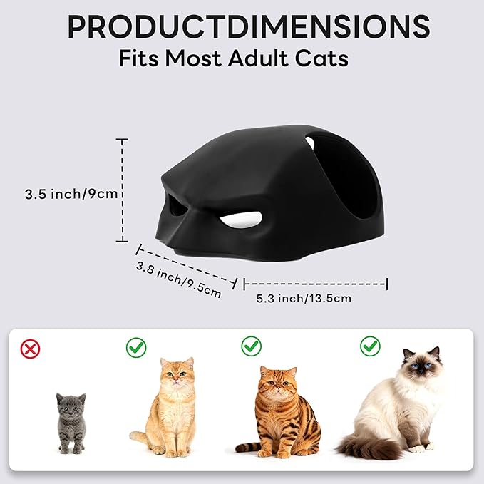 Lamiarga Cat Costume for Cat and Cat Mask Cosplay Set, Black Leather Cape Outfit for Halloween, One Size Fits All Cat Breeds