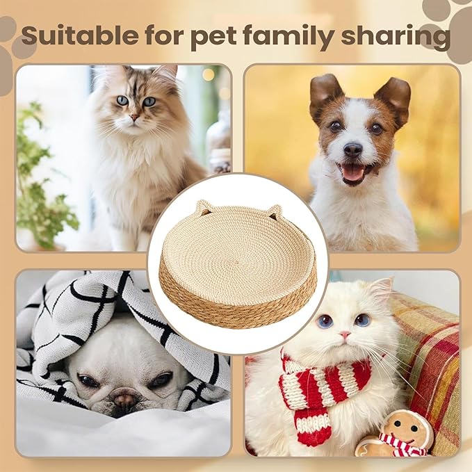 Cat Scratcher Bowl - Breathable Woven Nest - Kitten Ear Design Cotton Rope Woven Cat Bed,for Play, Exercise, Enrichment, Activity, Nail Trimming, Paws Care, Furniture Safety