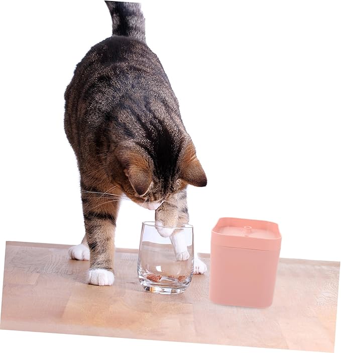 Yardwe Automatic Cat Water Fountain with Flower Shaped Outlet Mute Pump and Modern Design Pink Circulation Water Dispenser for Dogs and Cats Easy to Clean and Portable