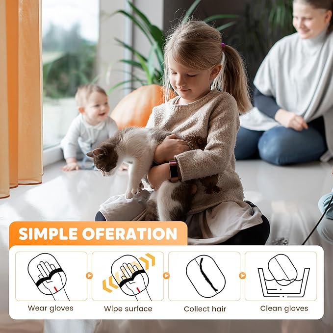 Pet Hair Removal Glove for Cats & Dogs, 2025 New Electrostatic Pet Hair Remover, Reusable Pet Hair Removal Tool for Furniture, Pet Grooming Gloves (3 Pack)