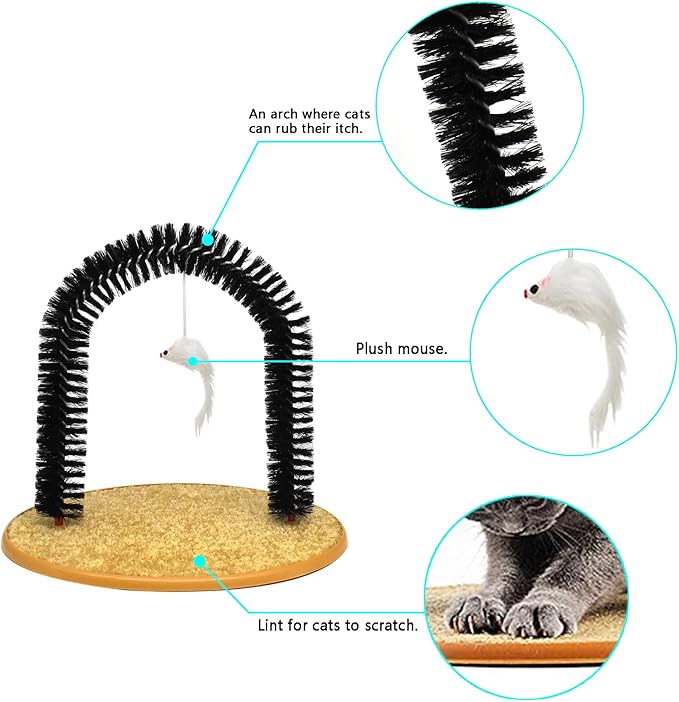 Cat Scratcher,Cat Brushes for Indoor Cats,Self Groomer Scratching Board Scratch Pad,Cat Face Head Self Grooming Brush Post for Deshedding w/Cute Kitten Toy