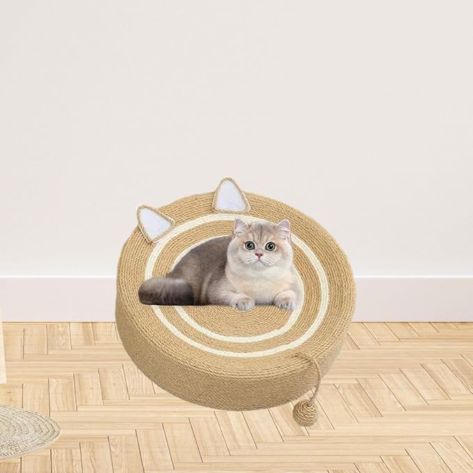Cat Scratching Board Sisal Oval Scratcher Lounge Bed Antislip Resistant Pad Comfortable Rest Suitable for Indoor Furniture 40cmx