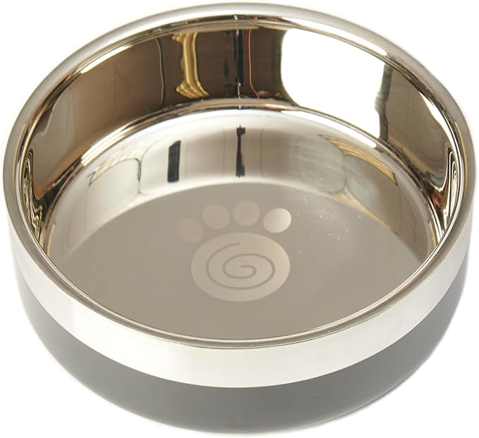 PetRageous 18440 Catalina Stainless-Steel Double Walled Dog Bowl 5.9-Inch Width and 2.44-Inch Height 3-Cups Capacity, Black