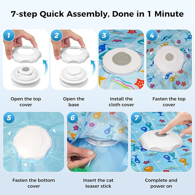 Duckart Interactive Cat Toy - Hide and Seek Automatic Cat Toy with Birdcall, Rechargeable & 3 Speeds, Auto Sleep/Wake Mode Kitten Toys, Safe ABS Material Cat Toys for Bored Indoor Adult Cats
