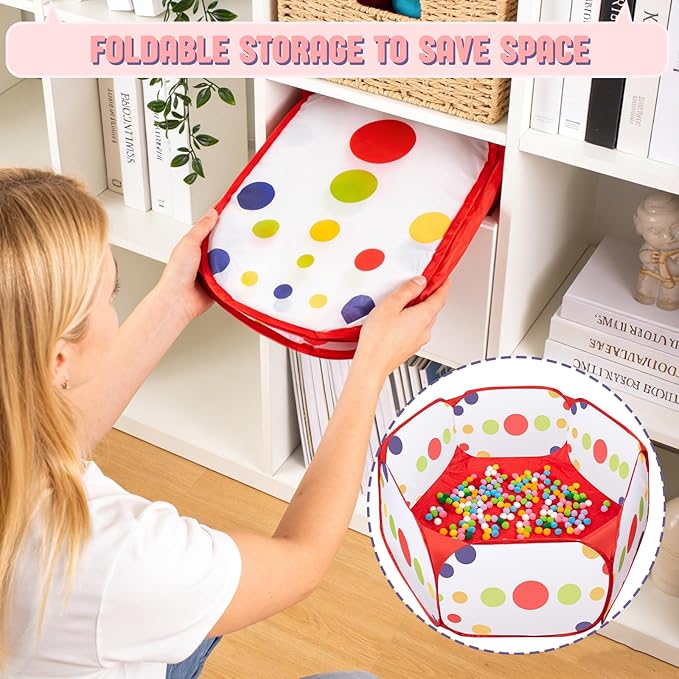 Cat Ball Pit with Balls for Cats, 176 Pcs Interactive Cat Toys for Bored Indoor Cats Self Play Cat Enrichment Toys for Fun and Exercise, Pom Pom Balls Jingle and Crinkle Ball, Springs and Mice toy