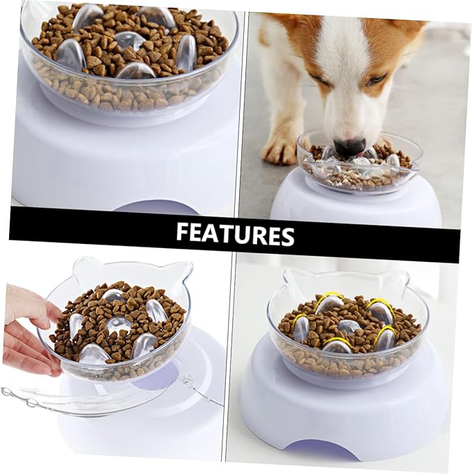 Elevated 15° Tilted Plastic Cat Food Bowl with Neck Protection High Base Pet Feeder for Cats Feeding and Watering