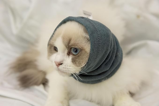 Cat Snood Ear Wrap Protectors Anxiety Relief Ear Cover Hematoma Compression Yellow+Aqua Blue S