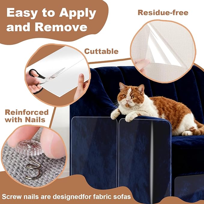 18 Pack Cat Scratch Furniture Protector, Cat Couch Protector from Claws, Anti Scratch Furniture Protectors from Cats Scratching, Anti Scratching Sticky Tape, Sofa Corners Paws Tape for Cats
