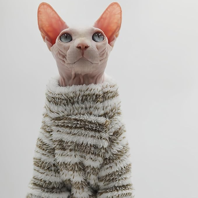 Thick, Warm,Winter Four-Legs Hairless Cat Sweater for Sphynx, Devon Rex, Cornish Rex, Abyssinian, and Small Kitten Breeds, (Medium)