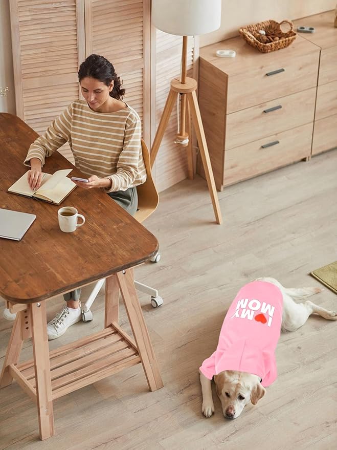 Dog Sweater Dog Hoodie Cold Weather Dog Coat Hooded Sweatshirt for Puppies,Cats, Small Medium Large Dogs (Pink(Mom), X-Small)