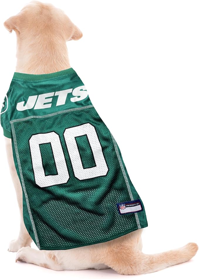 Pets First NFL New York Jets Dog Jersey, Size X-Large, Football Shirt Costume for Pet, Dog Sports T-Shirt, NFL Team Clothing for Cats, Licensed Pet Apparel Available in 7 Sizes and 32 Teams