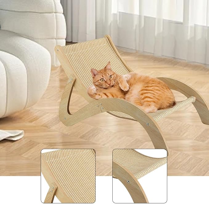 Baoblaze Cat Scratcher Bed Hammock, Furniture Protection Portable Sleeping Scratching Lounge Elevated Bed for Puppy Indoor Bunny