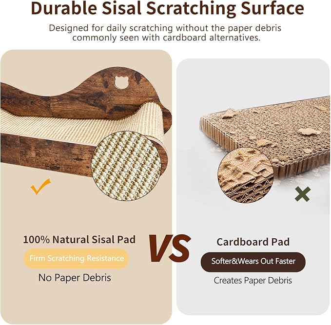 Upgraded Sisal Cat Scratcher Bed，28" Cozy Cat Couch Lounger for Indoor Cats, Long Heavy Duty Scratch Pad for Big Cats up to 40lbs, Modern Furniture Protector