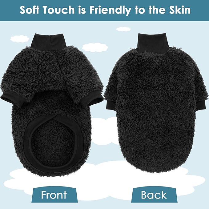 Sphynx Cat Sweater, Hairless Cats Turtleneck Pullover Kitten Sweaters for Cats Only, Warm and Soft Cat Pajamas Shirt with Sleeves Pet Winter Clothes Fleece Jumpsuit for Puppy, Black L