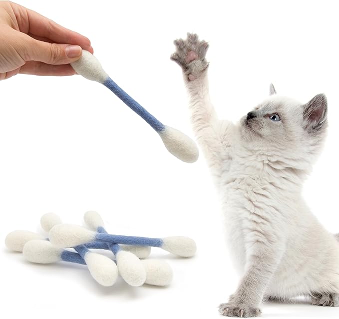 Glaciart One Swabs Cat Toys with Catnip - 6 Pk | Durable for Chew, Cute Cat Toys Interactive Kitty for Boredom, Exercise, & Play | Filled w/Organic Catnip for Anxiety & as Digestive Aid | Gift Idea