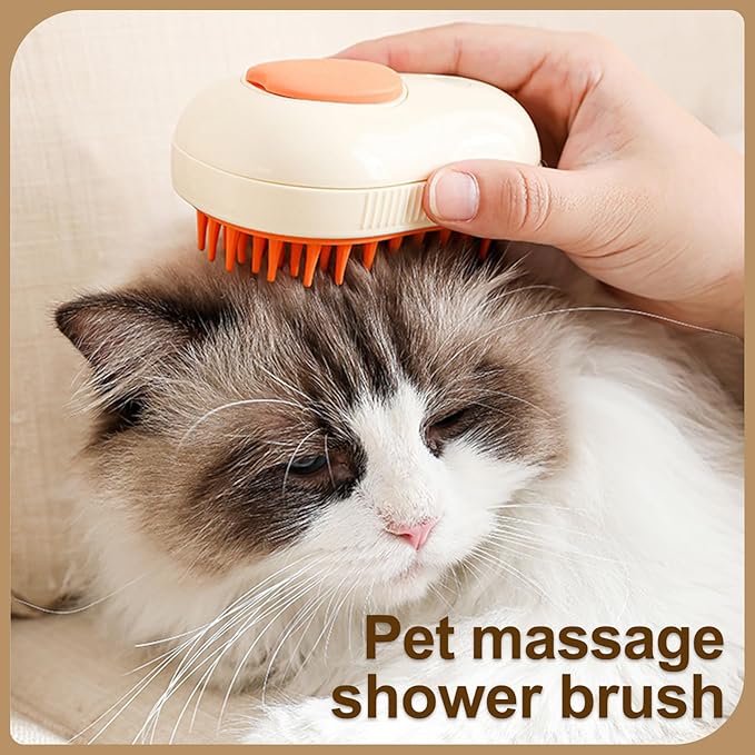 Cat Steam Brush, 3 in 1 Dog Steamy Brush, Silicone Massage Grooming Comb, Pet Hair Cleaning Misting Comb for Cats Dogs(Avocado White/Green)