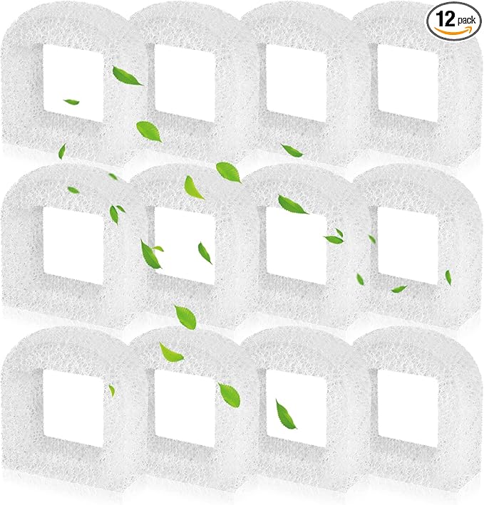Cat Water Fountain Filters, 12 Pack Pet Fountain Replacement Foam Sponge Pre-Filters Fit for Multiple Ceramic and Stainless Steel Pet Fountains