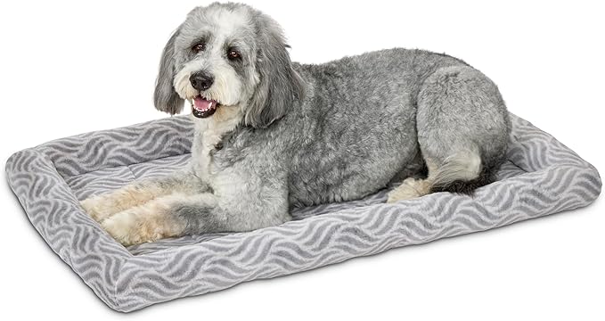 MidWest Homes for Pets QuiteTime Deluxe Wave Bolster Bed for Large Dogs; Easily Machine Wash and Dry; Gray; 42"; 40242-WVGY