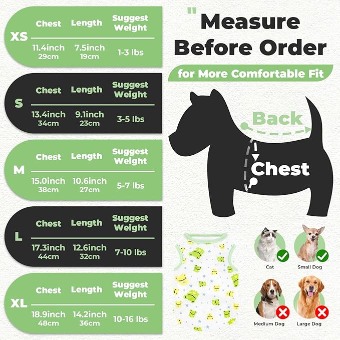 PETCARE Cartoon Dog Shirts for Small Dogs Cute Dog Clothes Green Frog Tshirt Soft Cotton Puppy Pajamas Breathable Sleeveless Pet Tank Top Spring Summer Dogs Clothes for Chihuahua Yorkie Shih Tzu
