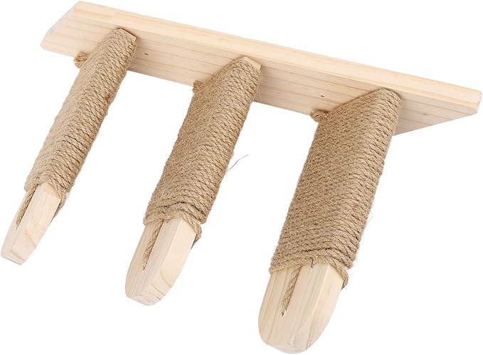 Asixxsix Cat Wall Shelves, Pine Wood Construction Space Saving Cat Shelves, Wall Mounted Furniture with Scratch Post and Bed for Home Apartment (3 Tier)