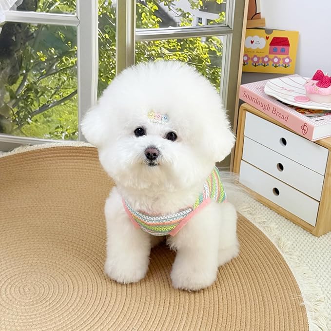 Colorful Openwork Knitted Dog & Cat Clothes - Stylish Pet Tank Top & Skirt for Small Dogs, Cats, Puppies & Kittens, Breathable Comfortable Cozy Pet Clothing