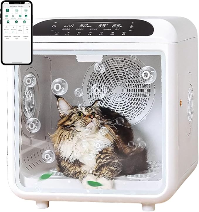 Cat Dryer Pet Dryer Box Dog Drying Machine – Quick & Comfortable Drying with 20 Air Vents, Low Noise, Gentle Fur Care, Smart App & Safety Features, All-Season Grooming