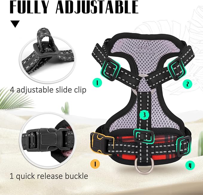 Supet Cat Harness and Leash Escape Proof for Walking, Black Plaid Cat Vest Harness and Leash Set for Large and Small Kittens Dogs